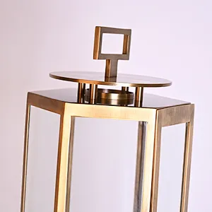 Hand dying brushed antique brass hexagonal windshield copper hand-held portable lantern