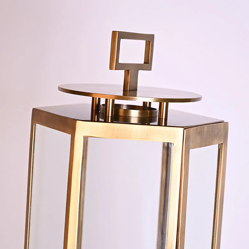 Hand dying brushed antique brass hexagonal windshield copper hand-held portable lantern